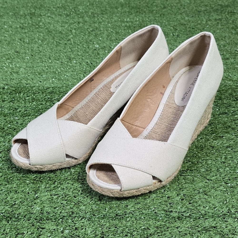 ADRIENNE VITTADINI | BAILEE LINEN CANVAS BRAIDED ESPADRILLE WEDGE SANDALS